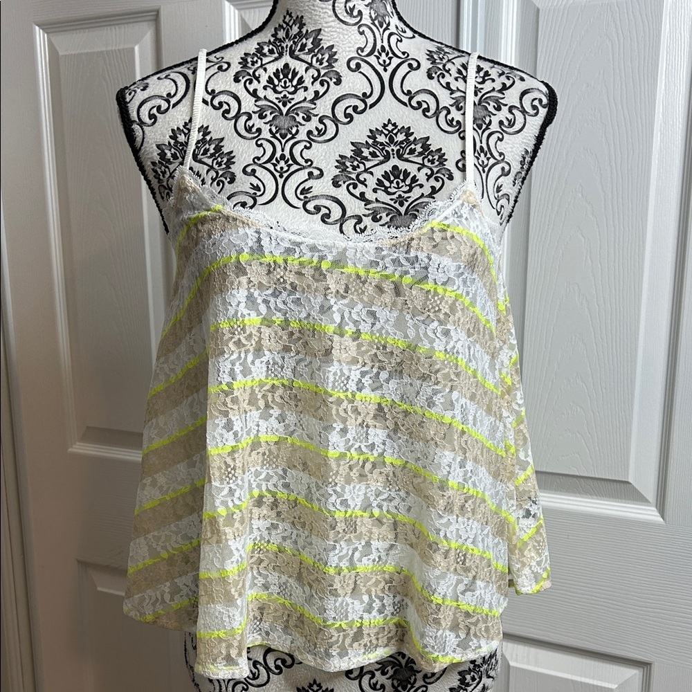 Victoria's Secret Lace Camisole - White Neon Yellow XS Loose